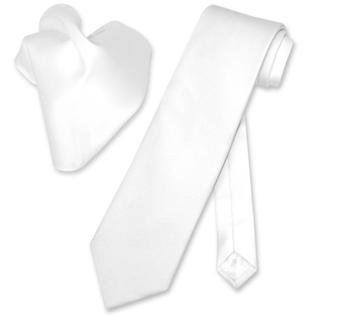 Vesuvio Napoli Solid White NeckTie Handkerchief Mens Neck Tie Set