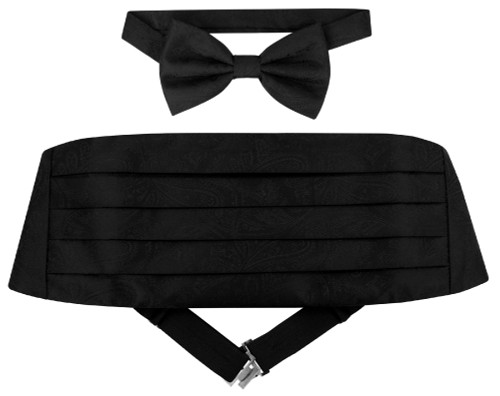 Cummerbunds And Bowtie Set BLACK Silk
