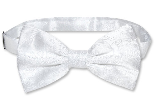 Vesuvio Napoli BowTie White Paisley Color Mens Bow Tie