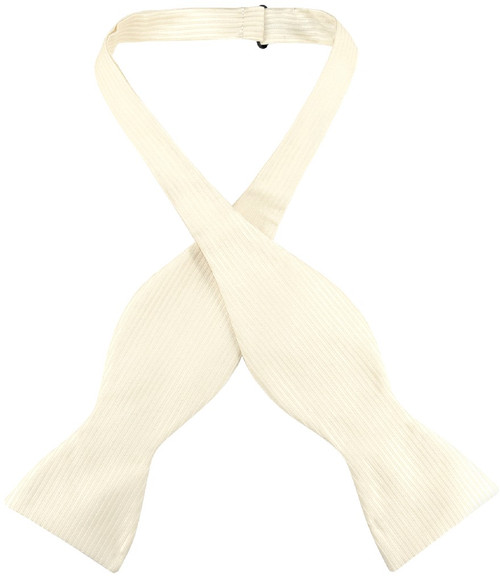 Antonio Ricci Self Tie Bow Tie Solid Cream Ribbed Pattern Mens BowTie