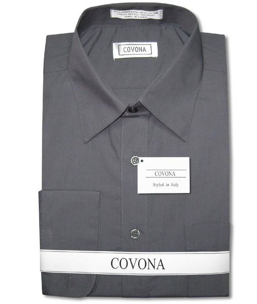 steel grey dress shirt Men's Grey Long Sleeve Dress Shirt, Stain Repellent, Wrinkle Resistant main image 1