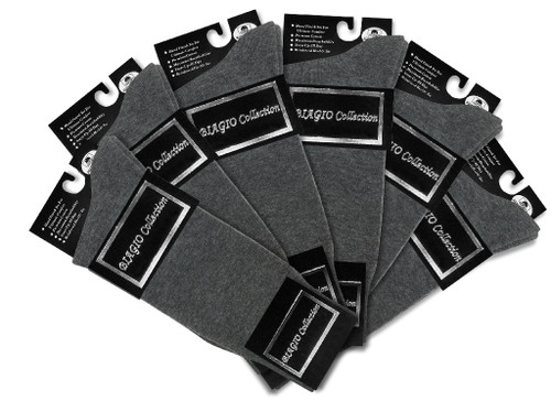 Biagio 6 Pair of Solid Charcoal Grey Color Men's Cotton Dress SOCKS