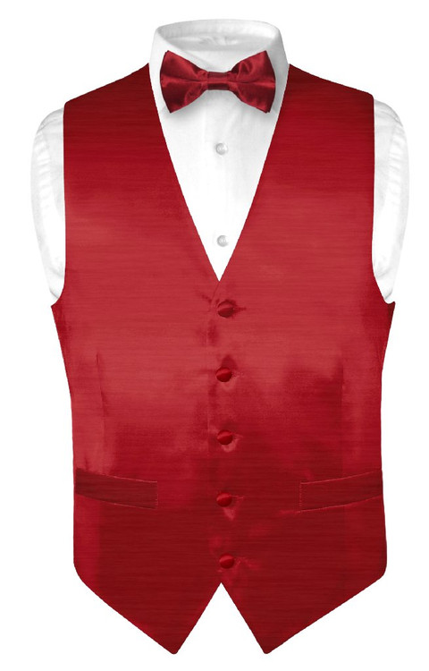 Dark Red Dress Vest | Biagio Mens Bamboo Silk Dress Vest & BowTie