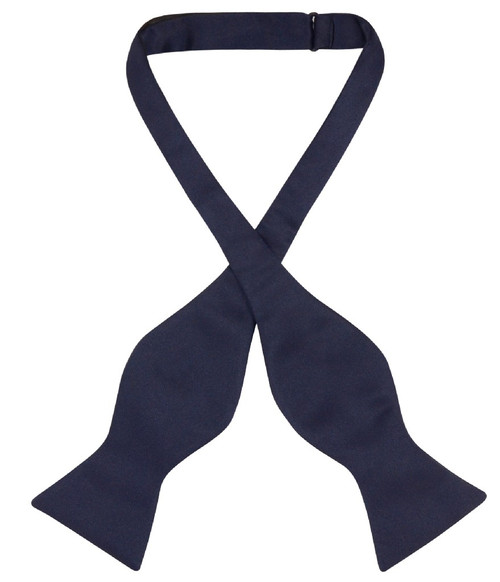 Navy Blue Self Tie Bow Tie | Mens Solid Navy Blue Bow Tie
