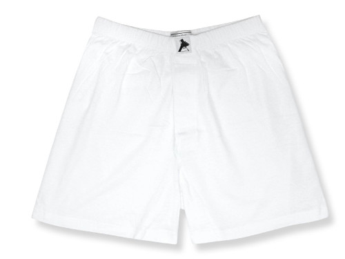 100% Knit Cotton Boxer Shorts  Biagio Mens Solid White Boxers