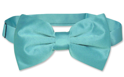 Vesuvio Napoli BowTie Solid Turquoise Blue Color Mens Bow Tie