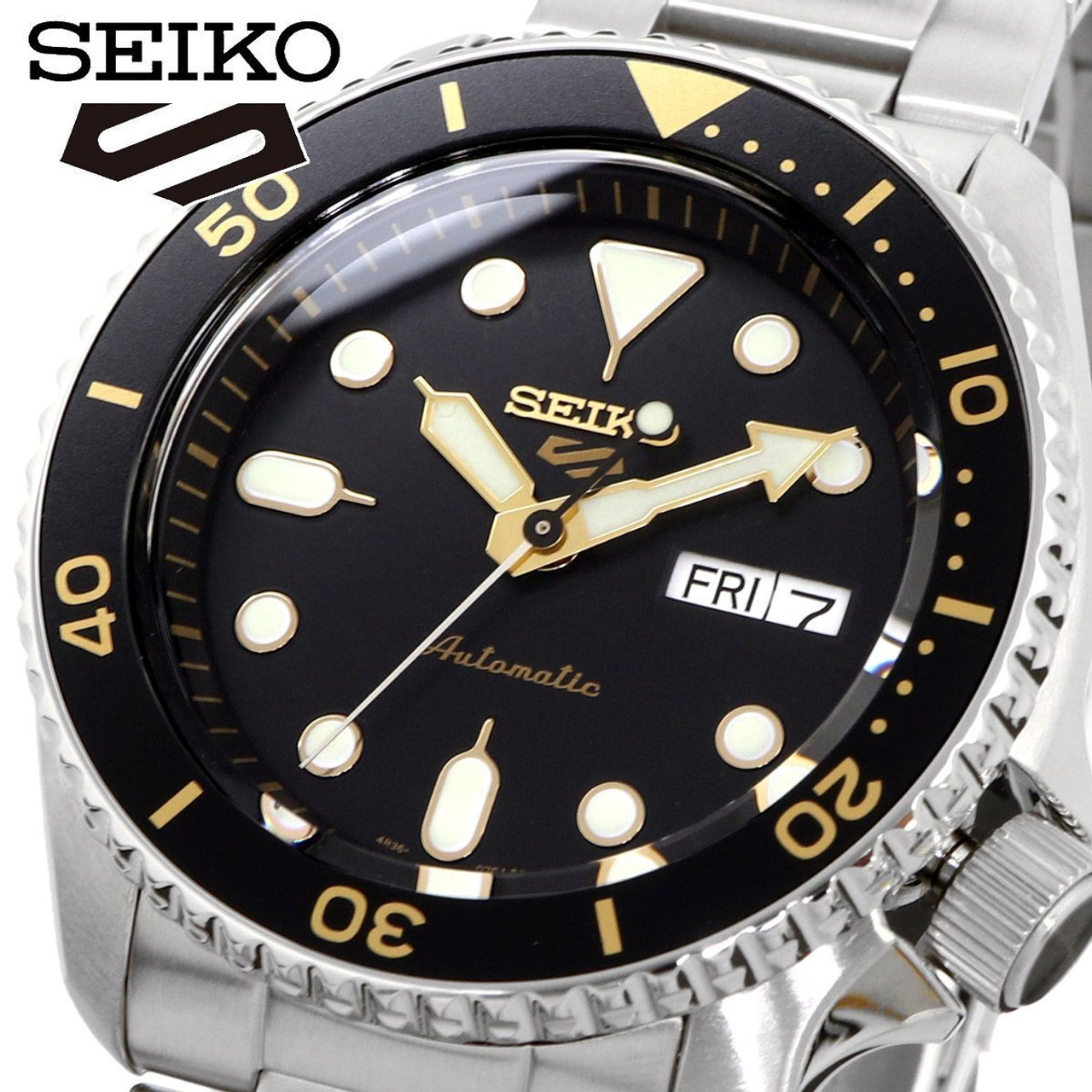 Seiko 5 Sports SRPD57K1 Day Date St. Steel 10 Automatic Mens Watch Auth - Japan Pre-owned Vintage
