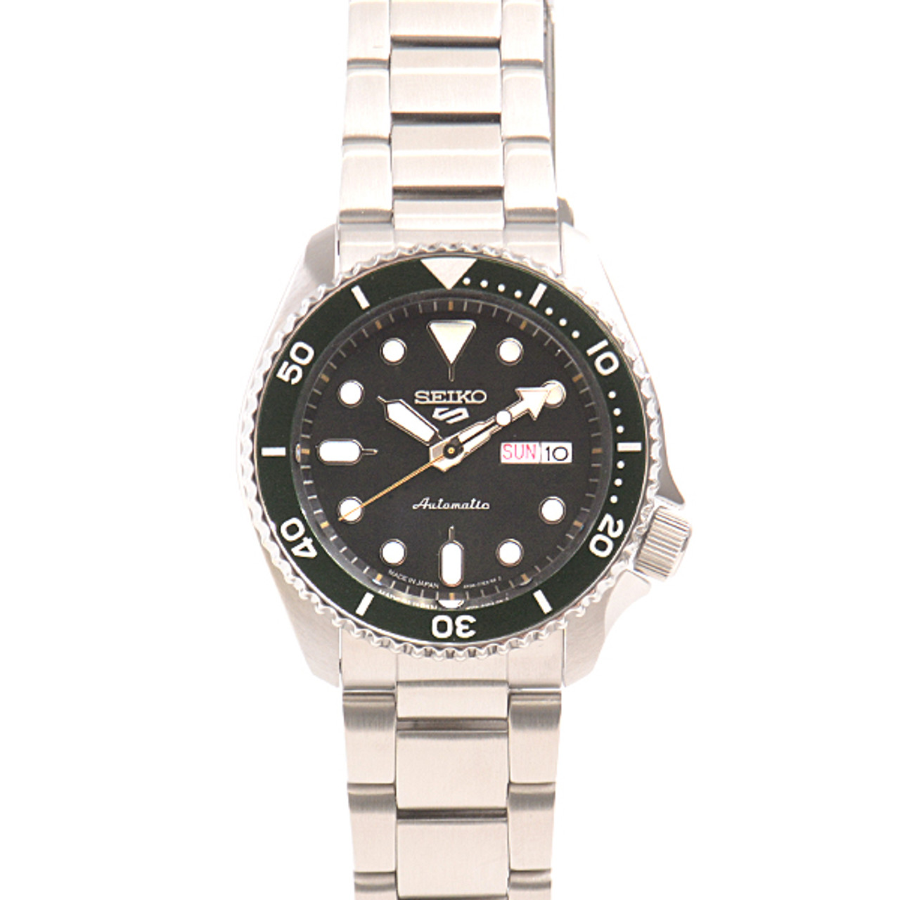 Seiko 5 Sports SBSA107 Day Date St.Steel Green Silver Automatic