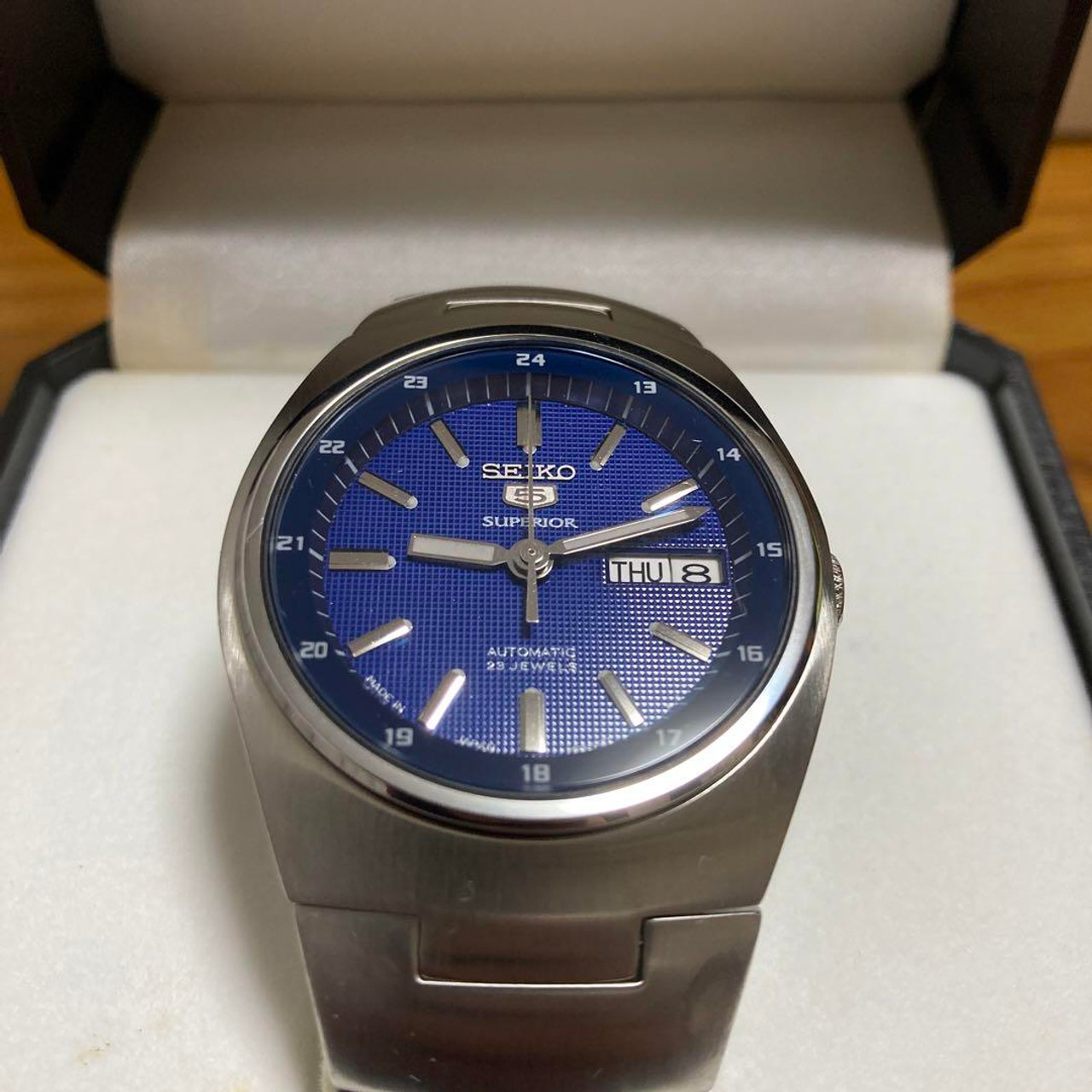 Seiko Seiko5 Superior SNZ435J1 Day Date Blue Silver 23j Automatic