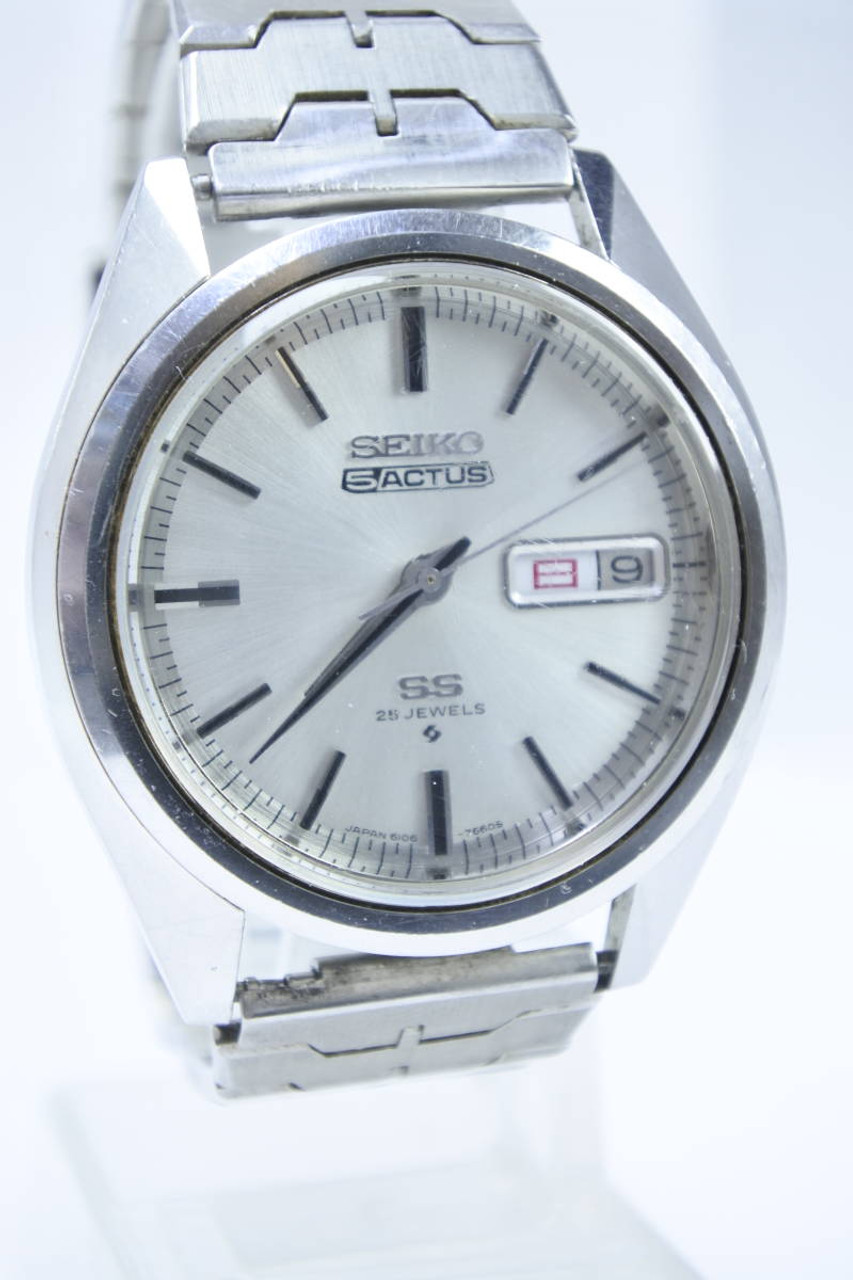 Seiko 5 Actus 6106-7510 Vintage Day Date 25 Jewels SS Gray Automatic Mens  Watch - Japan Pre-owned Vintage
