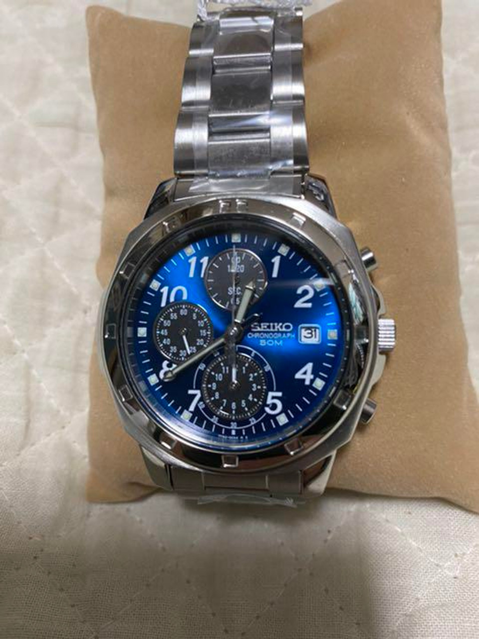 Seiko SND193P Date Chronograph Box  Quartz Mens Watch Authentic  Working - Japan Pre-owned Vintage