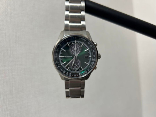 Citizen Eco-Drive CA7030-97W Chronograph St.Steel Green Silver