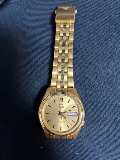 Seiko Seiko 5 Day Date All Gold Round Automatic Mens Watch Authentic  Working - Japan Pre-owned Vintage
