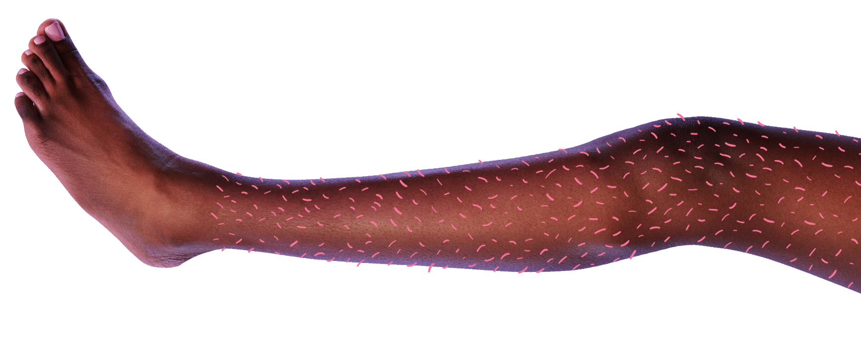 woman’s leg with animated hair stubbles