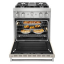 Kitchenaid® Cuisinière commerciale intelligente bicombustible avec 4 brûleurs - 30 po KFDC500JMH