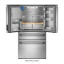 Kitchenaid® Réfrigérateur à portes françaises avec distributeur d’eau et de glaçons extérieur et tiroir réfrigéré pleine largeur FreshChill™ - 29 pi cu KRMF436SPS