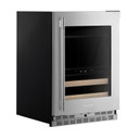Kitchenaid® Centre de rafraîchissements avec porte en verre et porte-bouteilles à devant en bois - 24 po KUBR524SPS