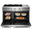 Kitchenaid® Table de cuisson bicombustible à 6 brûleurs avec plaque chauffante de 48 po KFDD948SSS