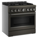 Cuisinière au gaz de style commercial à 6 brûleurs avec mode de friture à air sans préchauffage KitchenAid® de 36 po KFGS936SBE
