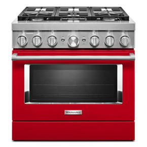 Cuisinière commerciale intelligente bicombustible KitchenAid®, 6 brûleurs, 36 po KFDC506JPA