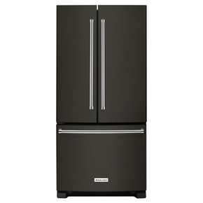 Kitchenaid® Réfrigérateur à portes françaises à profondeur standard avec distributeur intérieur et fini PrintShield™ - 22 pi cu - 33 po KRFF302EBS