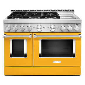 Cuisinière commerciale intelligente au gaz KitchenAid® avec plaque chauffante, 48 po KFGC558JYP