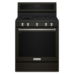 Kitchenaid® Cuisinière au gaz à convection avec 5 brûleurs - 30 po KFGG500EBS