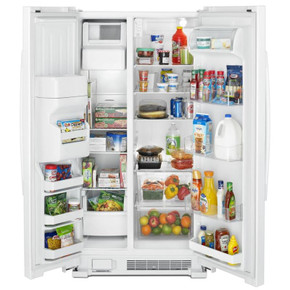 Amana® Réfrigérateur côte à côte avec distributeur d’eau et de glaçons  externe  à deux palettes, 33 po ASI2175GRW