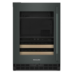 Kitchenaid® Centre de rafraîchissements avec porte en verre et porte-bouteilles à devant en bois - 24 po KUBL524SJP