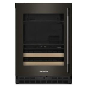 Kitchenaid® Centre de rafraîchissements avec porte en verre et porte-bouteilles à devant en bois - 24 po KUBL524SBE