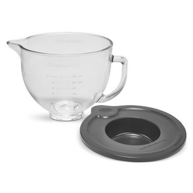 Kitchenaid® Bol à mélanger en verre de 5 pintes avec marques graduées et couvercle pour batteur sur socle à tête inclinable KSM5GB
