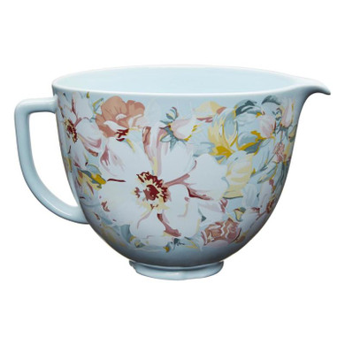 Kitchenaid® Bol en céramique de 5 pintes avec motifs de jasmins blancs KSM2CB5PWG