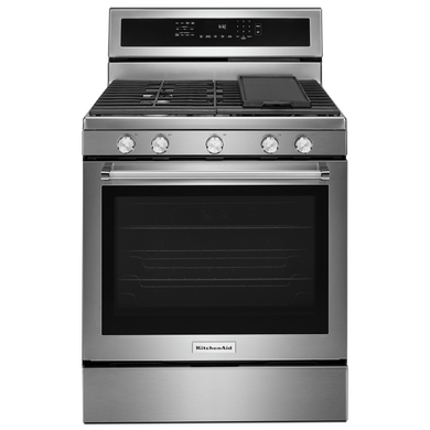 Cuisinière au gaz à convection avec 5 brûleurs - 30 po KitchenAid® KFGG500ESS