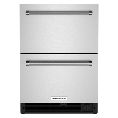 Kitchenaid® Réfrigérateur/congélateur sous le comptoir en acier inoxydable à double tiroir - 24 po KUDF204KSB