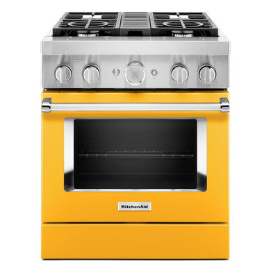 Kitchenaid® Cuisinière commerciale intelligente bicombustible avec 4 brûleurs - 30 po KFDC500JYP