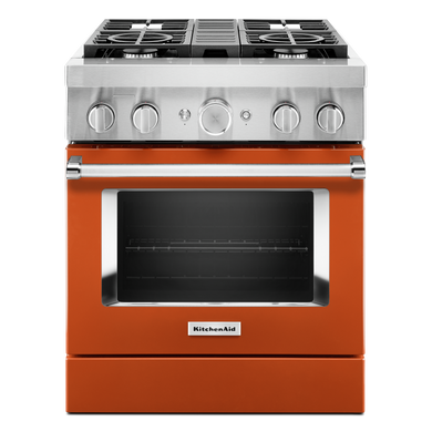 Kitchenaid® Cuisinière commerciale intelligente bicombustible avec 4 brûleurs - 30 po KFDC500JSC