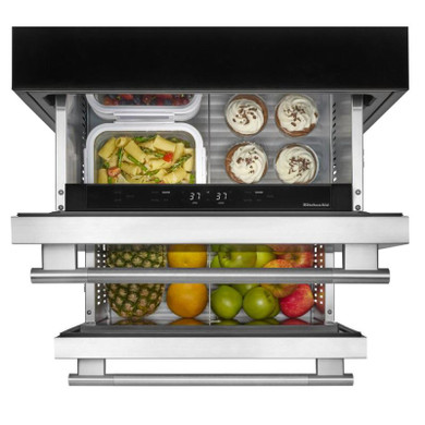 Kitchenaid® Réfrigérateur sous le comptoir en acier inoxydable à double tiroir - 24 po KURT524SSB