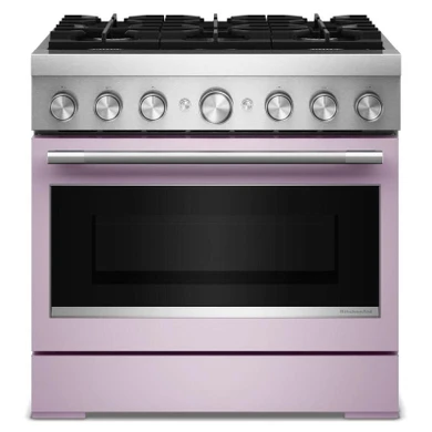 Kitchenaid® Cuisinière bicombustible de style commercial à 6 brûleurs avec mode de friture à air sans préchauffage de 36 po KFDS936SWF