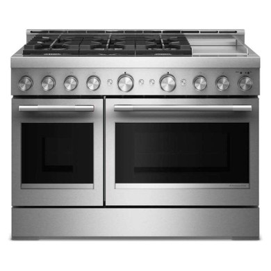 Table de cuisson commerciale au gaz à 6 brûleurs avec plaque chauffante  KitchenAid® de 48 po KFGD948SSS