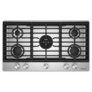 Kitchenaid® Gas-on-Metal Cooktop with an Integrated Wok Grate and CookShield™ Finish KCGK536SSS