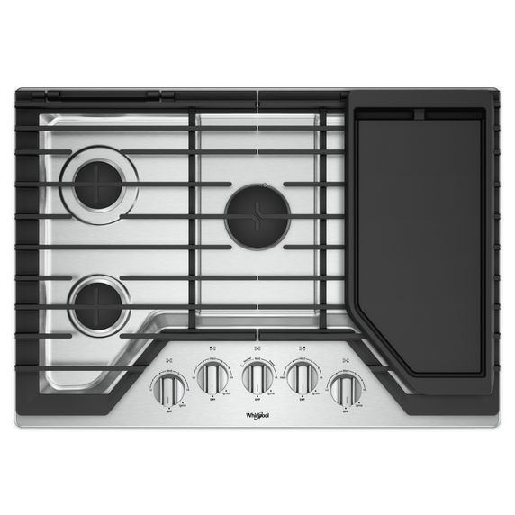 Table de cuisson au gaz avec plaque chauffante - 30 po Whirlpool® WCG97US0HS