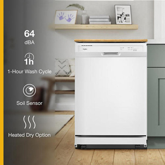 Whirlpool® Lave-vaisselle robuste avec programme de lavage en une heure WDP370PAHW