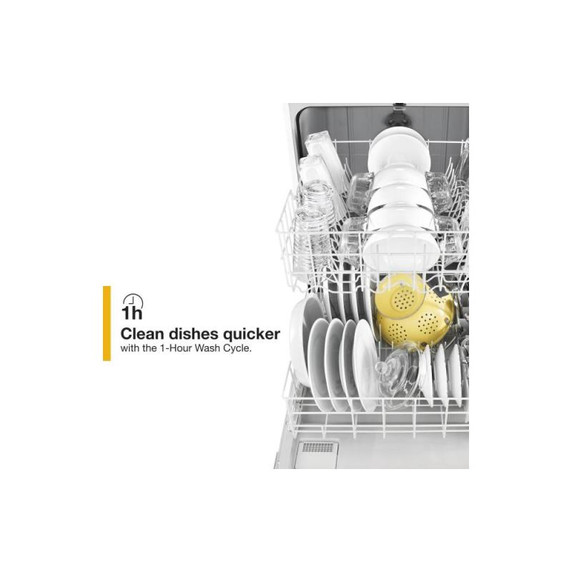 Whirlpool® Lave-vaisselle robuste avec programme de lavage en une heure WDP370PAHW