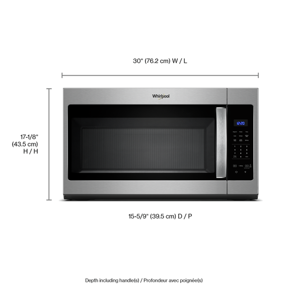 Four à micro-ondes à hotte intégrée avec commandes tactiles électroniques - 900 watts - 1.7 pi cu Whirlpool® YWMH31017HZ