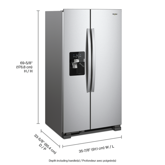 Réfrigérateur côte à côte - 36 po - 25 pi cu Whirlpool® WRS325SDHZ