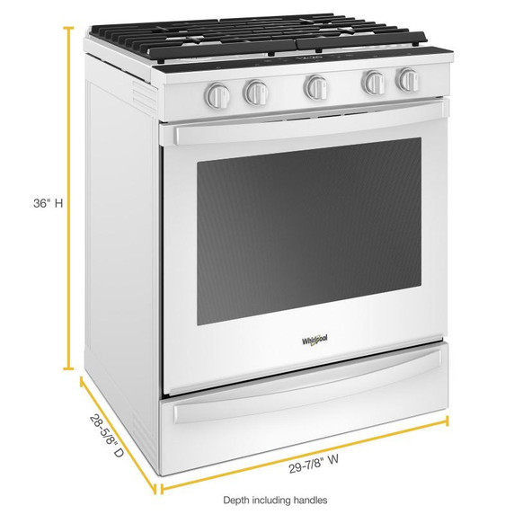 Whirlpool® Cuisinière au gaz intelligente à commandes frontales avec grilles en fonte à charnière EZ-2-LiftTM - 5.8 pi cu WEG750H0HW