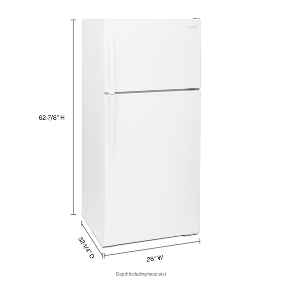 Réfrigérateur à congélateur supérieur Whirlpool® de 28 po avec machine à glaçons en option – 14 pi³ WRT314TFDW