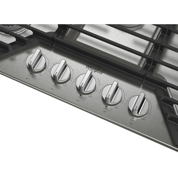 Whirlpool® Table de cuisson au gaz avec grilles en fonte à charnière EZ-2-Lift™, 36 po WCGK5036PS