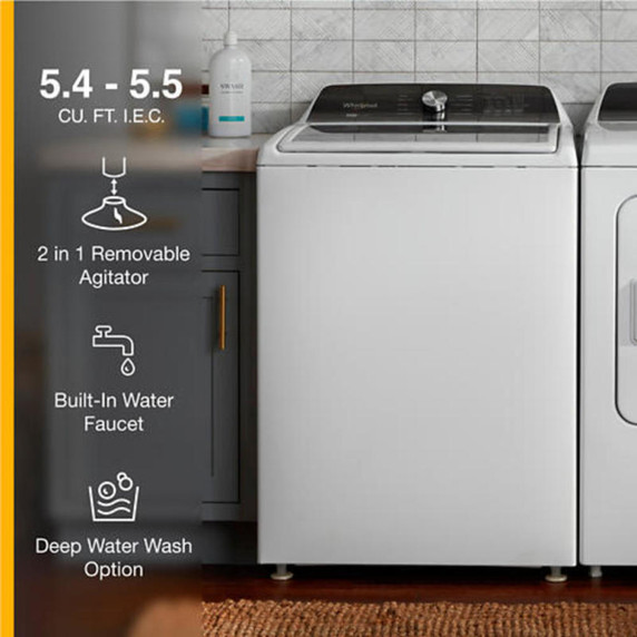Whirlpool® Laveuse à chargement vertical avec agitateur amovible - 5.4-5.5 pi cu C.E.I. WTW5057LW