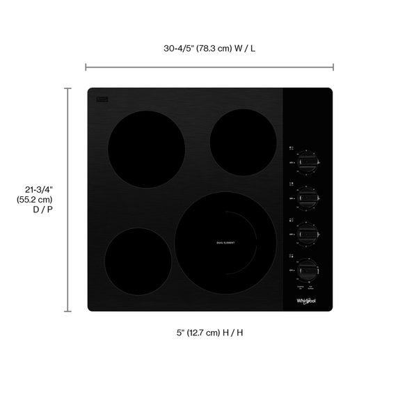 Table de cuisson électrique compacte en vitrocéramique - 24 po Whirlpool® WCE55US4HB